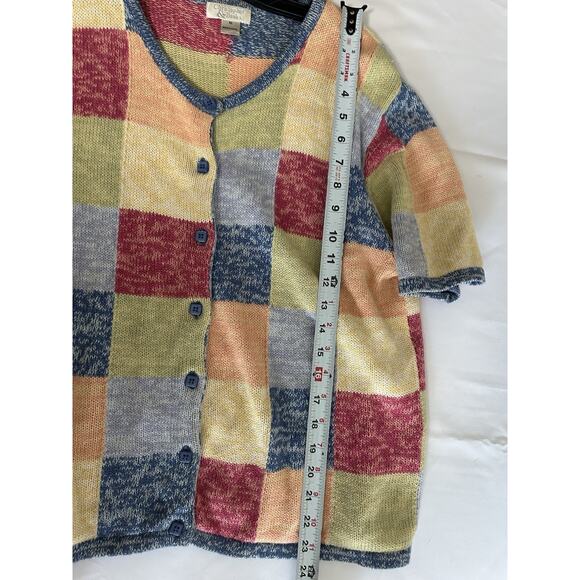 Christopher & Banks Size Medium Patchwork Sweater Cardigan Cottage Vintage - Picture 8 of 9